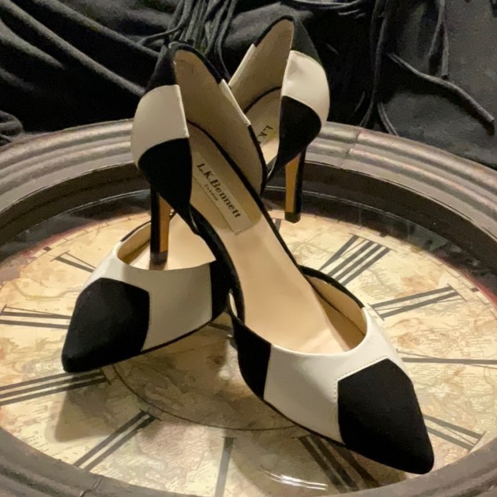 L.K.Bennett suede black/white pump. Size 36.5